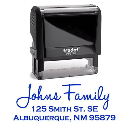 Blue Self Inking Stamp Return Address Mail Stamper Custom Personalized Address Large 3 Lines Professional Wedding Gift Invitation Branding