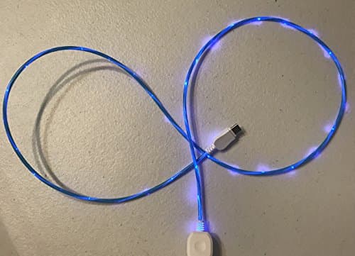 NTJ 2018 3FT MICRO TYPE-C REVERSIBLE FLOWING LIGHT-UP el flow glow LED USB charger cable (BLUE)
