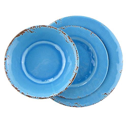 12-Piece Melamine Dinnerware Set,Service for 4 (Easter Egg Blue)