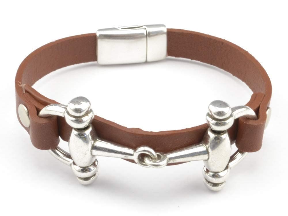snaffle bit leather bracelet