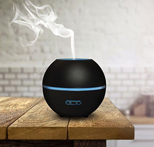 POMPEII Aromatherapy Essential Oil Diffuser Cool Mist Ultrasonic Diffusion LED Color Spectrum Lighting 165ml Capacity and Safety Auto-Shut Off Feature (Black)