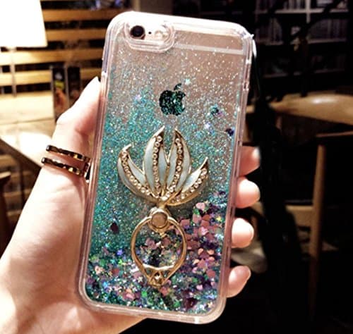 iPhone 6/6S Plus Case,iPhone 6/6S Plus Liquid Mermaid Kickstand Case,Goodaa Luxury Bling Elegant Mermaid Fish Tail Kickstand Shiny Liquid Glitter Quicksand Case for iPhone 6/6S Plus(Green)