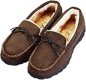 VLLyMens Slippers Moccasins with Plush Lined Cozy House Bedroom Shoes for Men