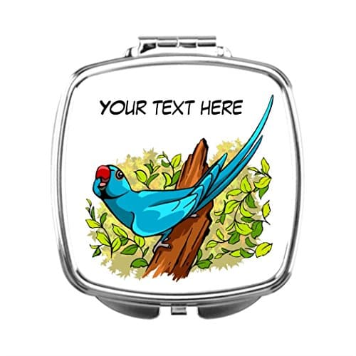 Personalised Mirrors Talking ringneck parrot text is customizable Custom Compact Mirrors