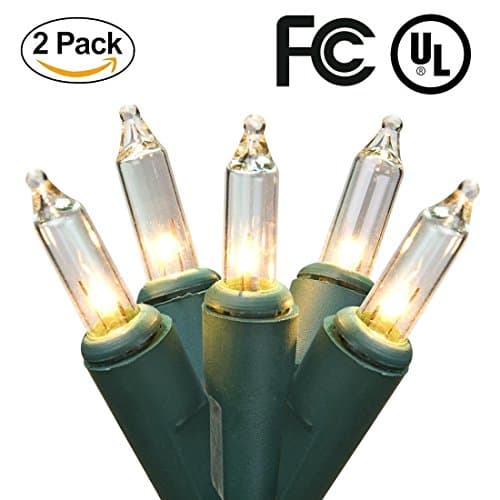Jingle Light 2 Pack Mini Clear Light Set Total 240 LED Party M5 Lights Battery Outdoor Fairy String Light for Patio, Holiday, Garden, BBQ, Valentine’s Day Decor ( Waterproof, Warm White) UL and FCC