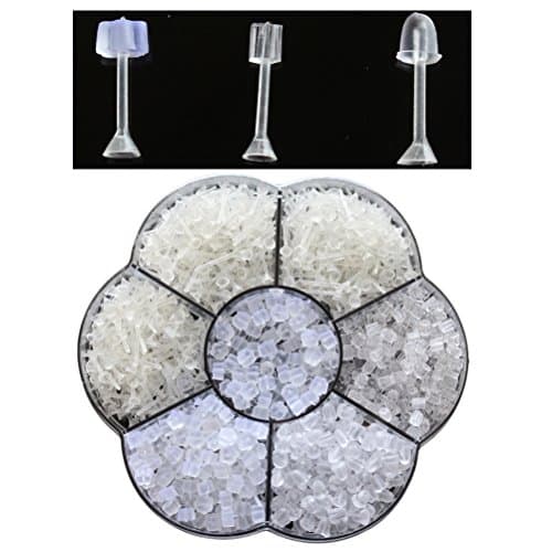 600 Pairs 4 Styles Plastic Earring Posts and Backs Kit Clear Earring Pins Ear Safety Backs Earnuts Earring Findings