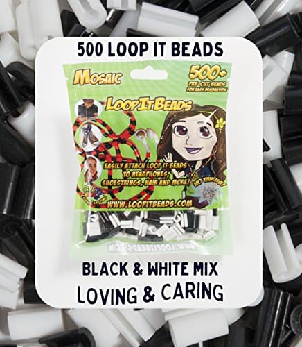 Friendly Bands Loop It Beads 500/Pkg-Black &amp; White
