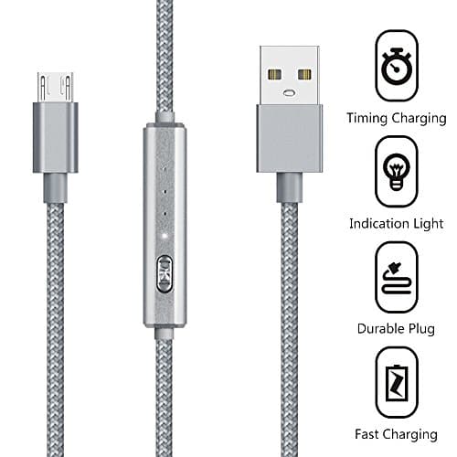 Eleshroom Android Micro USB Cable, 3ft Nylon Braided Timing Charging Cable High Speed Charging and Data Sync Cord for Android Cellphones Samsung, PS4, Tablets, Kindle, Mp3, Speakers, and more(Grey)