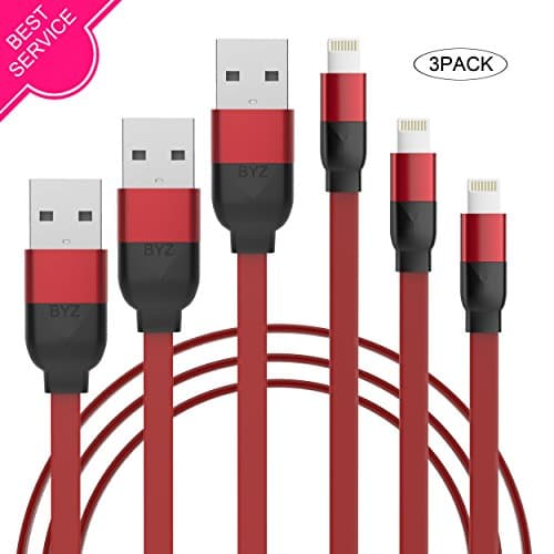 VMTOP iPhone Cable,Lightning Cable 3Pack 3FT USB Charging Charger for iPhone 7/7 Plus/6S/6S Plus,SE/5S/5,iPad,iPod Nano 7(Black+Red)