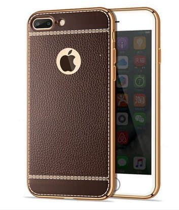 iPhone 7 Plus Case,Litchi Leather Grain iPhone 7 Plus Cases Leather Grain Ultra Thin Soft TPU Back Cover for iPhone 7 Plus (Brown)