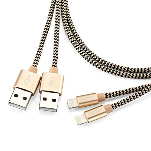 [2 Pack]iSolar USB Cable 3FT（1 meter） for iPhone7 7 Plus 6s 6 Plus 5s SE 5c 5,iPad mini, iPad Air,Nylon Braided Lightning Charger to Cable Data Syncing Cord