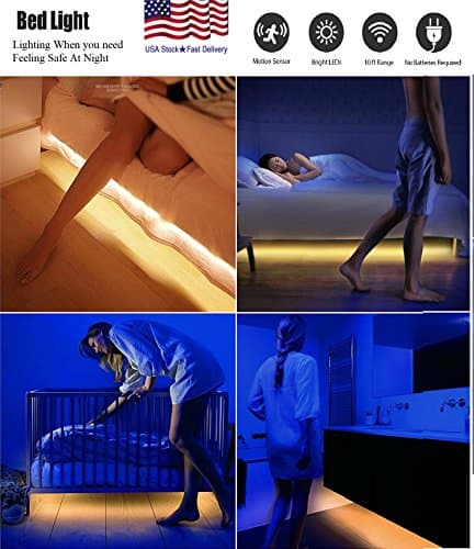 LED Under Bed Night Light Motion Activated Lighting PIR Sensor Flexible Strip