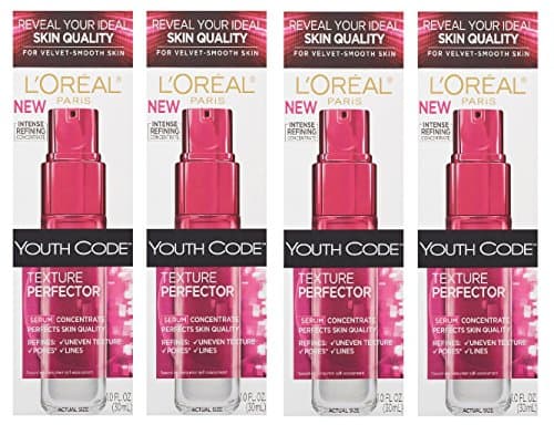 L'Oreal Youth Code Texture Perfector Serum, 1 Oz (4 Pack) + FREE Luxury Luffa Loofah Bath Sponge On A Rope, Color May Vary