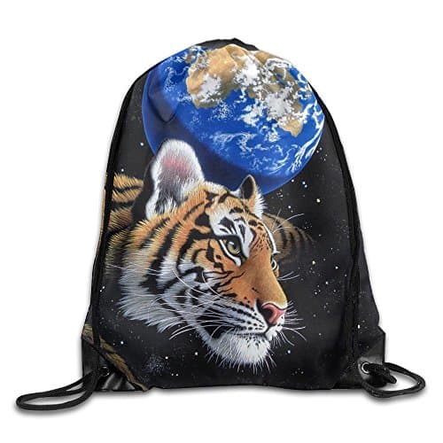 Tiger In Galaxy Space Durable Drawstring Backpack Athletic Sackpack For Men &amp; Women School Travel Bag