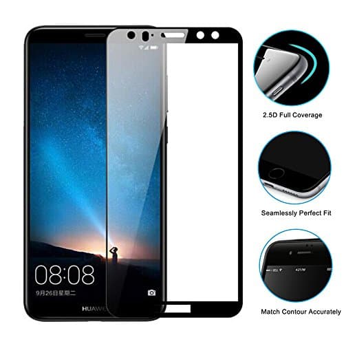 Screen Protector for Huawei Mate 10 Pro, 2.5D Full Coverage Tempered Glass for Huawei Mate 10 Pro Screen Protector. Bubble Free HD Clear Full Coverage Glass Protector for Huawei Mate 10 Pro-Black