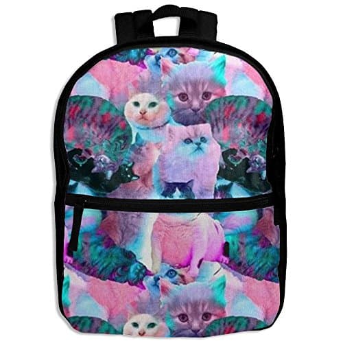 Kids Shoulder Backpack Space Cat Stack Adjustable 3D Printed School Bag For Boy Girl