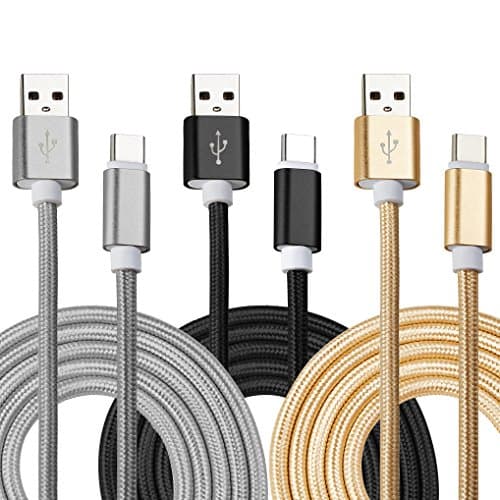 USB Type C Cable,GENTING DIGITAL [3-Pack/3.3FT] Fast Charging Cable Nylon Braided Data Sync Charger Cord For Samsung Galaxy Note 8 S8/S8+ Google Pixel XL Nexus 5X 6P LG G5 V20 V30 HTC m10 One Plus 2/3