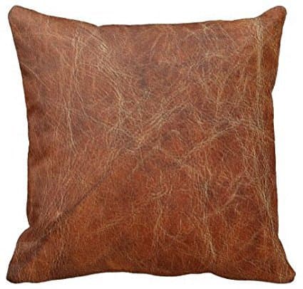 Generic Funny Print Brown Leather Pattern Throw Pillow Cover Polyester Decorative Cushion Cover 18 x 18 Inches(Not Real Brown Leather, Just Print Picture Effect)