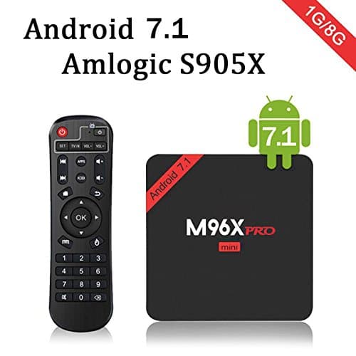 M96X PRO Mini Android Tv Box, Newest Android 7.1 Nougat OS Smart 4K Tv Box S905x Quad Core 64 Bits with 1G/8G Wifi UHD HDR H265 VP9 True 4K Playing