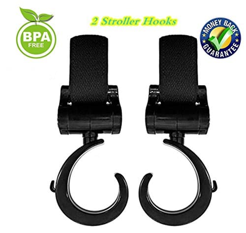 Stroller Hooks Universal Stroller Hook Set of 2 Multi-Purpose Velcro Strap on Hooks Holds Groceries Diaper Bags Stroller Accessories Baby Clothing Fits Single Twin travel Systems Pram Buggy Jogging