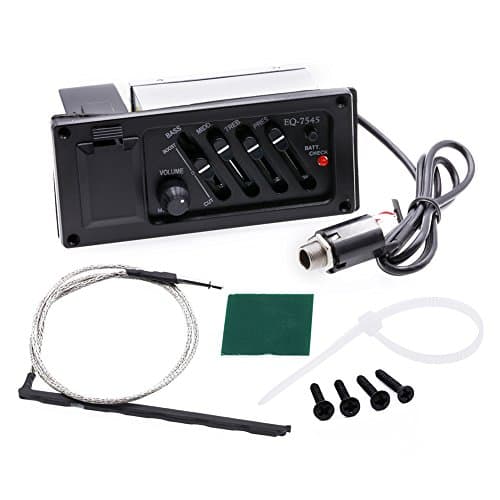 KITARA Guitar EQ-7545 LEFT Version 4-Band EQ Equalizer System Acoustic Guitar Preamp Piezo pickup for Cigar Box Guitars Black (FLAT-L)