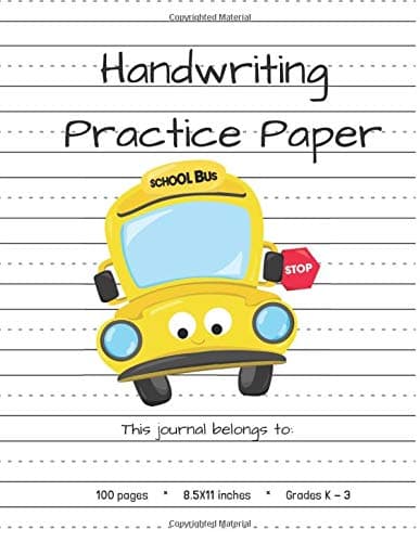 Handwriting Practice Paper (Bus Notebook with Dotted Lined Sheets for K-3 Students 100 Pages)