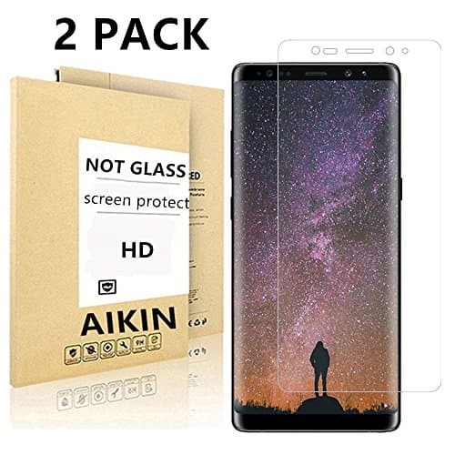 AIKIN Galaxy Note 8 Screen Protector [Full Coverage] [Not Glass] Anti-Bubble Anti-Fingerprint HD Clear, Wet Applied Screen Protector Bubble -free for Samsung Galaxy Note 8 (2017) (HD Clear 2Pack)