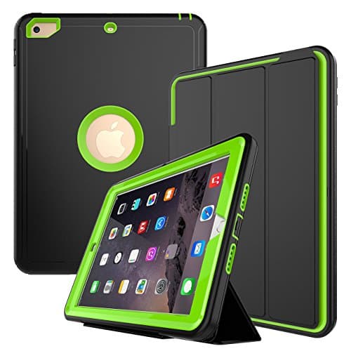 ipad 5th generation case, Smart Case with Auto Sleep Wake Function Three Layer Drop Protection Rugged /Shock Proof Case for Apple New iPad 9.7 inch (Green)