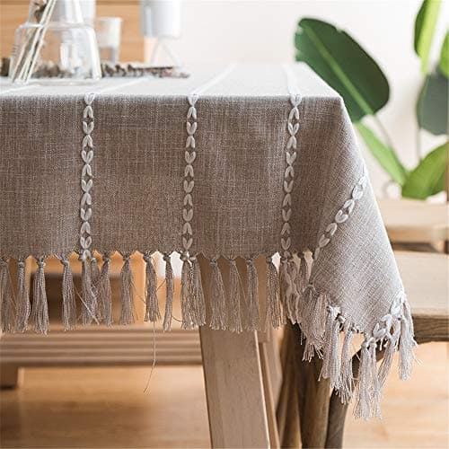 Water Resistant Table Cloth Damask Jacquard Morrocan Table Cloth Rectangular Patio Table Cover for Parties in Grey