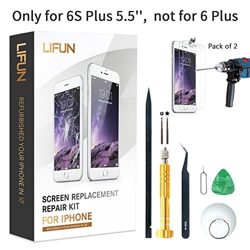 Screen Replacement for iPhone 6S Plus WHITE COLOR with Tools,Instruction,Two Screen Protectors,LCD Repair Kit Display Full Front Touch Screen Digitizer Frame Assembly(for 6S Plus 5.5'' white Only)