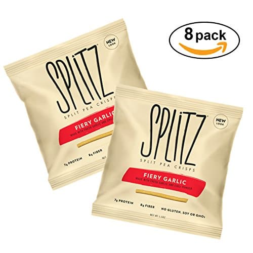 Splitz Crunchy Split Pea Crisp Snacks 1.5oz (8 Pack) (Fiery Garlic)