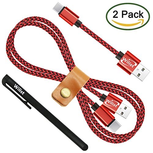 USB Type C Cable, Wilist 2 Pack Nylon Braided USB C Cable Short and Long USB A to C Cable Data Sync Fast Charging Cord Support Quick Charge 3.0 and 2.0 Charger for Type C 3.1 Devices 9inch + 3ft Red