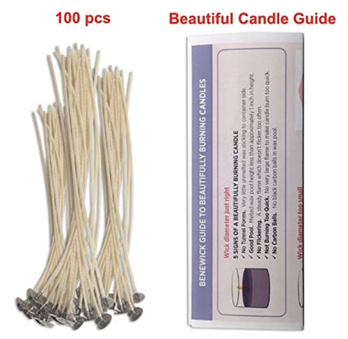 #1 One Reason For Bad Candles, Wrong Wick Diameter. 100 WICKS. SMALL WICK DIAMETER. Ideal for Candle Container Opening Less Than 1 3/4 Inches. 6 Inch Long. Made in USA.