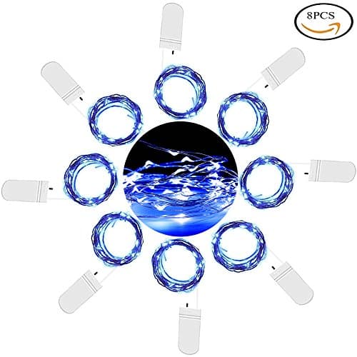 8 PCS 20 LED Starry String Lights, 7.2ft Battery Powered Fairy String Lights, Micro Starry LED Copper Wire String Lights for Home, Garden, DIY Wedding,Bedroom, Party, Holidays and More (Blue)