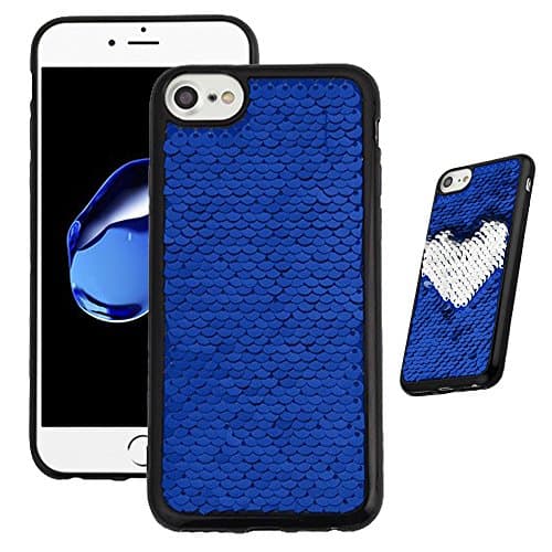 Phonelicious Reversible Double-sided Flip Sequin Case Series For APPLE IPHONE 7 / IPHONE 8 [Slim Fit] [Lightweight] Hybrid Cover TPU (BLUE)