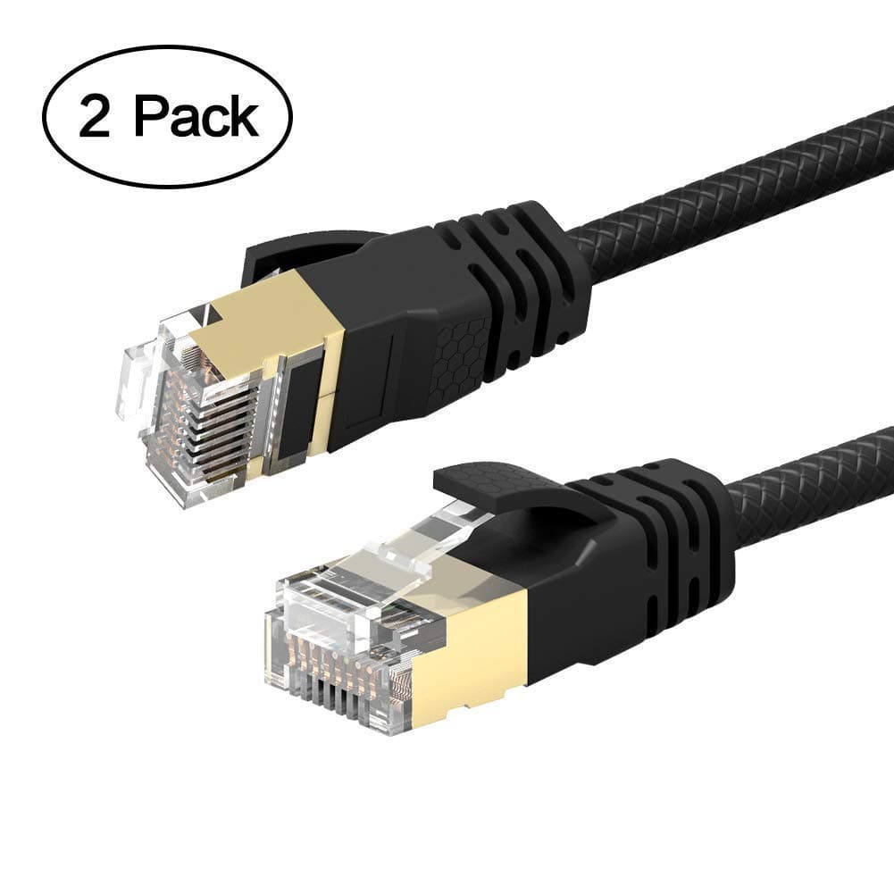 VANDESAIL 4pcs Cat8 Ethernet Cable, LAN Network Patch Cable RJ45 Cords Shielded 20Gbps 1000Mhz/s (1m/3ft, Black)