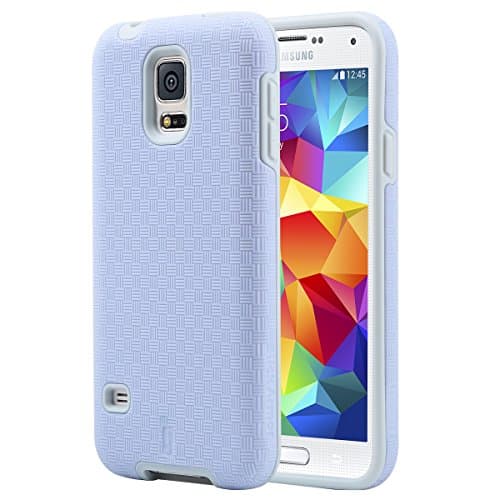 Galaxy S5 Case, S5 Case, ULAK [SLICK ARMOR] Rugged Pattern Grip Dual Layer [Bumper] Case Cover for Samsung Galaxy S5 i9600 S V SV- (Lavender/Gray)