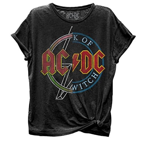 ACDC BOLT SWITCH SPLIT BLACK PEARL SIDE TIE CUFF SLEEVE JUNIOR TEE