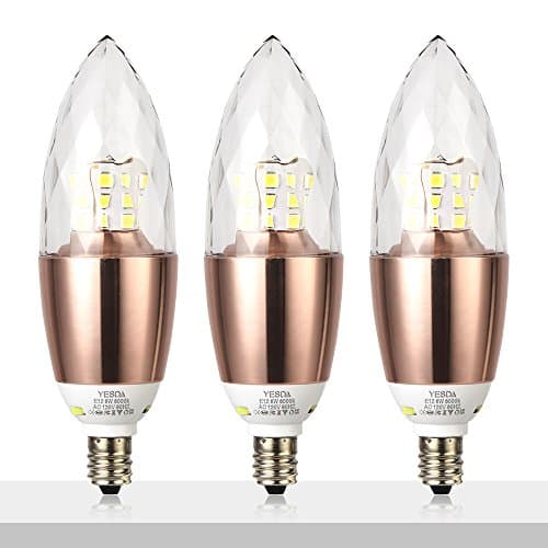 3 Pack E12 Base LED Light Bulbs, Candelabra LED Bulbs 6W, Incandescent 60W Bulb Equivalent, Daylight White 6000K,Non…