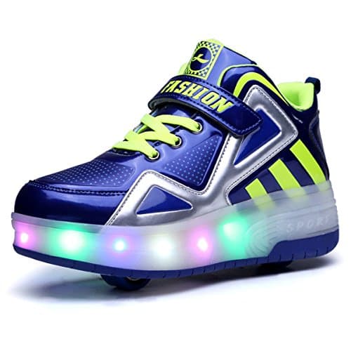 VMATE LED Roller Skate Replaceable Battery Light Up High-Top Sneaker Double Wheel Shoes Fashion Sports Flashing Shoes Kids