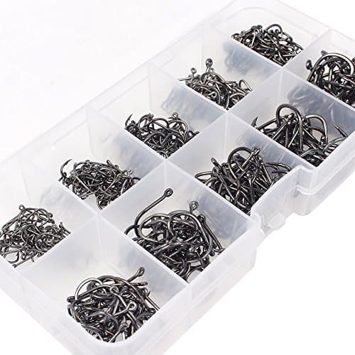 ADDCOME 500pcs 10 Different Sizes Assorted Sharpened Fishhook Fishing Hooks Set