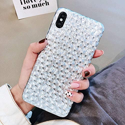 iPhone Xs Max Case, Glitter Shiny 3D Pellet Pattern Design, Slim Fit Clear Bumper Soft TPU Full-Body Protective Cover Case for iPhone Xs Max Case 6.5'' (3D Sphere)