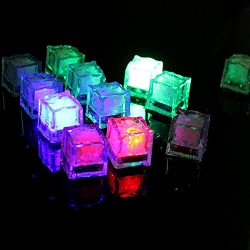 LED Ice Cubes Light, Colorful Flash Party Ice Light Include Water Submersible LED Liquid Sensor for Halloween Party Wedding Bar DJ Club Champagne Tower Decoration (12 Pack, Slow Flash)