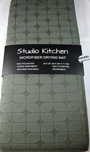 Studio Kitchen XL Microfiber Drying Mat Dk. Gray 20" x 28" 100% Poly. Reversible