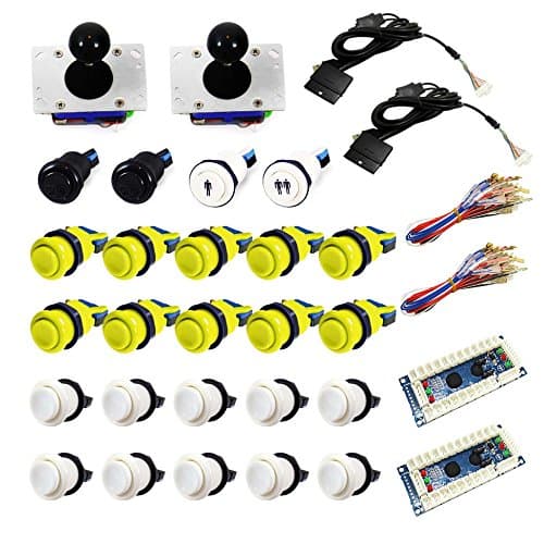 DIY Arcade USB Arcade 2 player kit for PC / MAC / PS3 / MAME (Yellow White bundle)