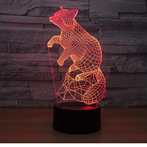 yangww Night Light Fox Mouse 3D Light Night Creative Touch Control Colorful Led Lamp USB Battery 3D Light Fixtures Kids Room Light Home Decor Light Bedside Lamp-Bluetooth Speaker Base