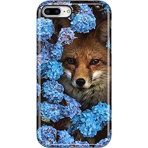 VIVIBIN iPhone 7 Plus Case,iPhone 8 Plus Case,Cute Fox in Flower for Women Girls Clear Bumper Soft Silicone Rubber TPU Cover Slim Fit Protective Phone Case for iPhone 7 Plus/iPhone 8 Plus