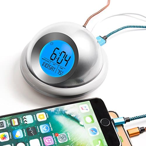 Time Date Setting Digital Alarm Clock with Battery Back Up , Four USB Port for Phone Charger