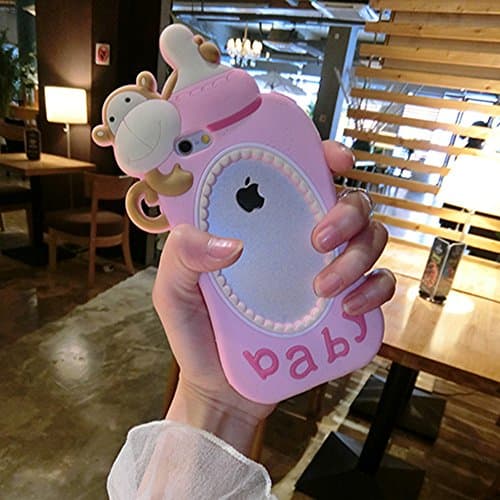 iPhone 7 plus Case,Creative Cute Soft Silicone Stylish Monkey Baby's Bottle Design Shockproof Cover Case for Apple iPhone 7 plus 5.5" (Pink(iPhone7 plus))