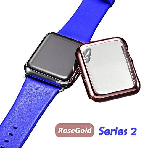 Apple Watch Case, FIVEFISH Ultra Lightweight Thin Clear PC Full Coverage Plated Case for Apple Watch ([Series 2] Rosegold 38mm)